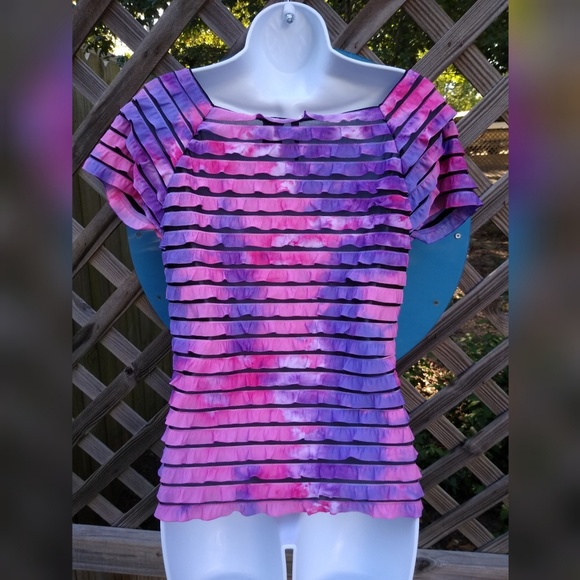 NEW DIRECTIONS Pink & Purple Ruffle Blouse - Picture 2 of 4